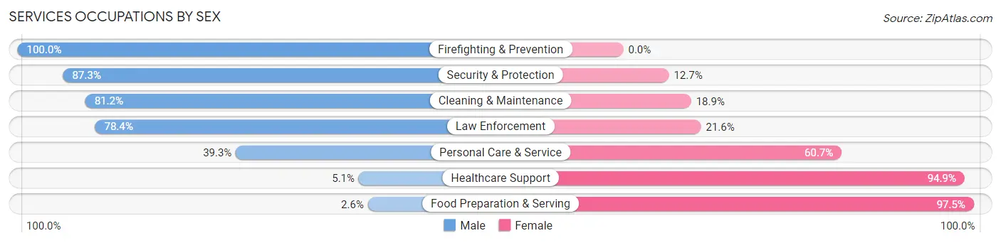 Services Occupations by Sex in Zip Code 78368