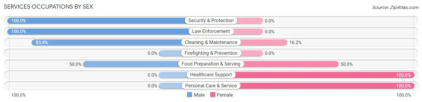 Services Occupations by Sex in Zip Code 78377