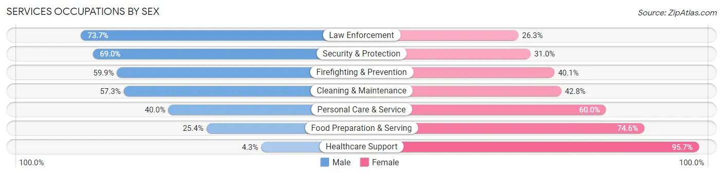Services Occupations by Sex in Zip Code 78410