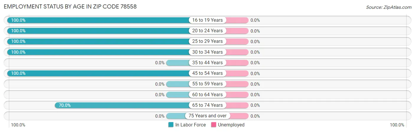 Employment Status by Age in Zip Code 78558