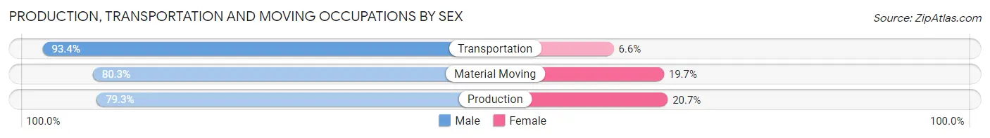 Production, Transportation and Moving Occupations by Sex in Zip Code 78573