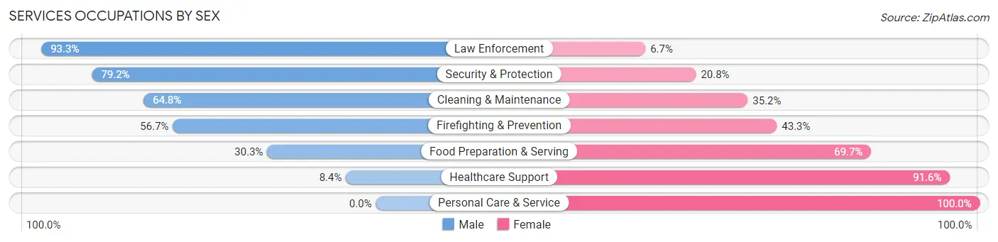 Services Occupations by Sex in Zip Code 78573