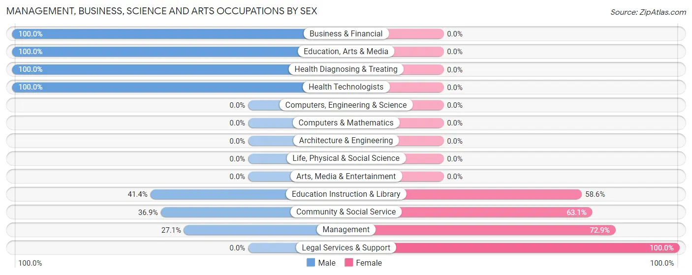 Management, Business, Science and Arts Occupations by Sex in Zip Code 78595
