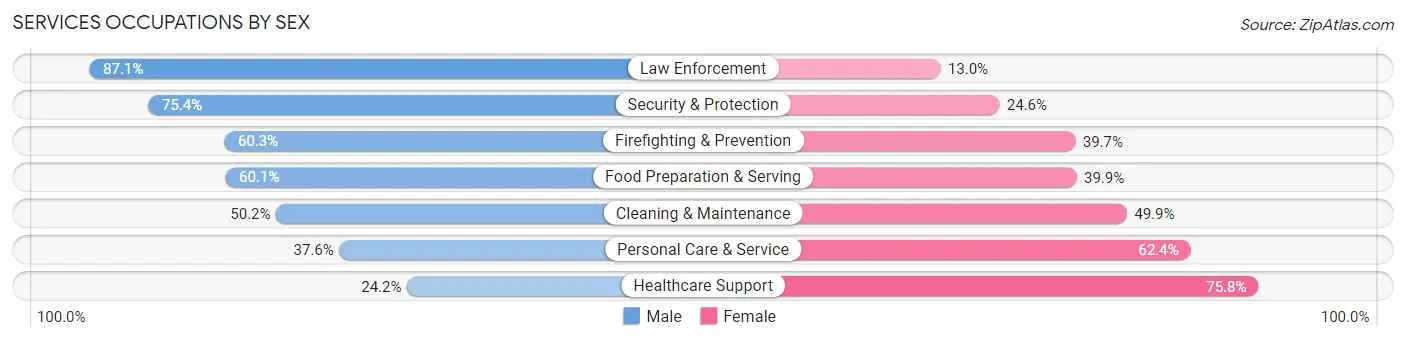 Services Occupations by Sex in Zip Code 78613