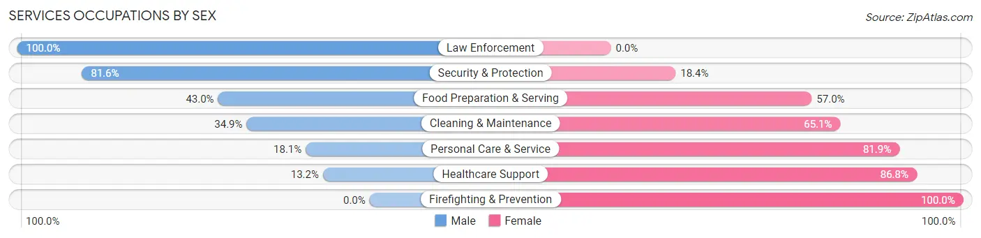 Services Occupations by Sex in Zip Code 78633