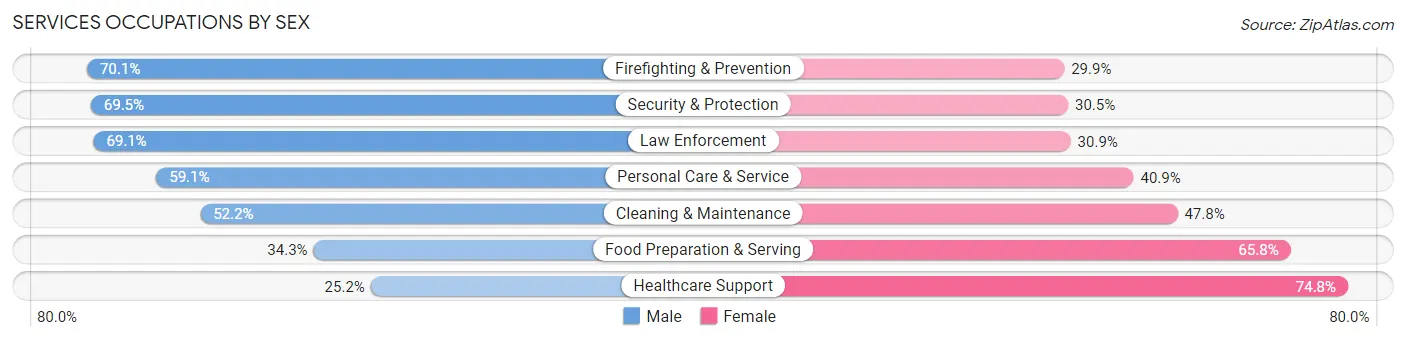 Services Occupations by Sex in Zip Code 78653