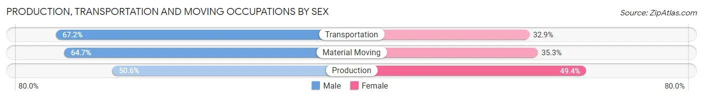 Production, Transportation and Moving Occupations by Sex in Zip Code 78704
