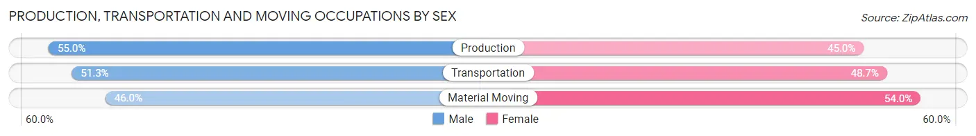 Production, Transportation and Moving Occupations by Sex in Zip Code 78705