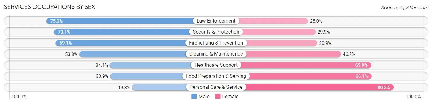 Services Occupations by Sex in Zip Code 78723