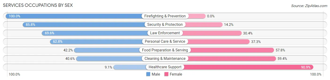 Services Occupations by Sex in Zip Code 78744