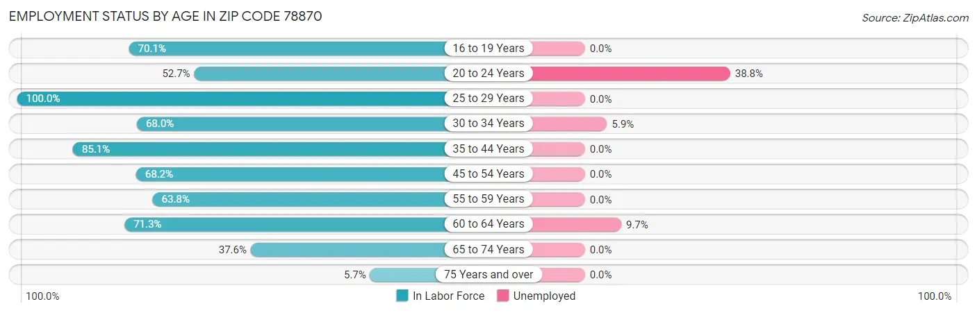 Employment Status by Age in Zip Code 78870
