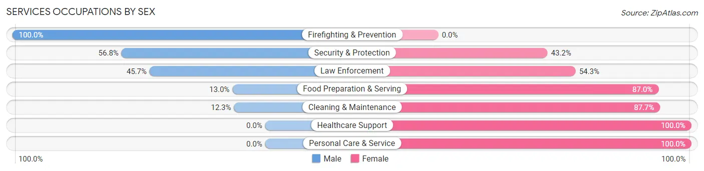 Services Occupations by Sex in Zip Code 79070
