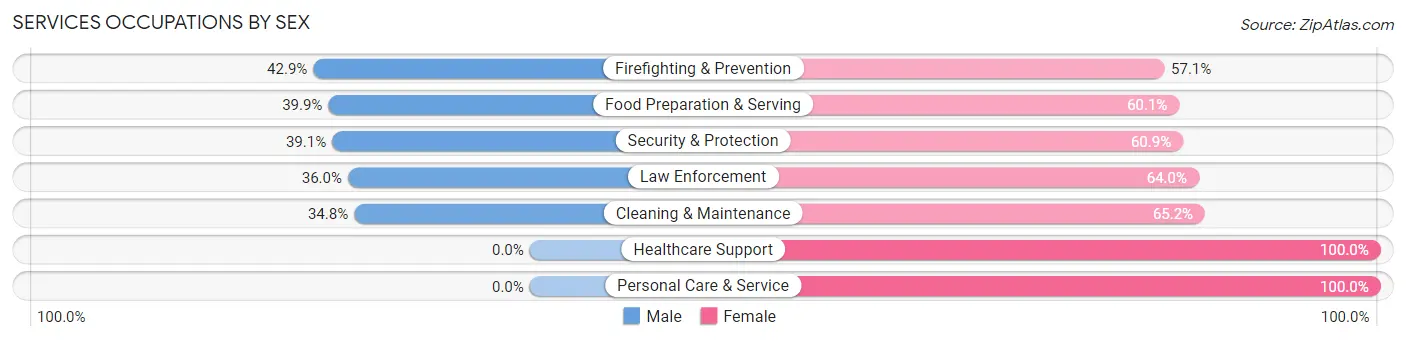 Services Occupations by Sex in Zip Code 79102