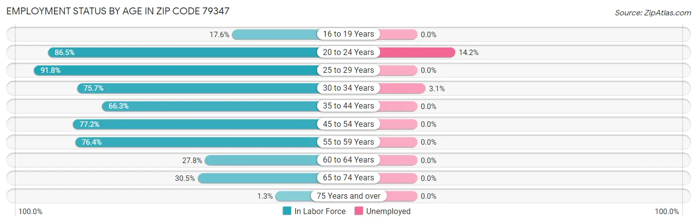 Employment Status by Age in Zip Code 79347