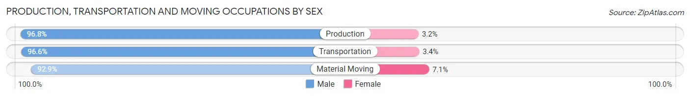 Production, Transportation and Moving Occupations by Sex in Zip Code 79360