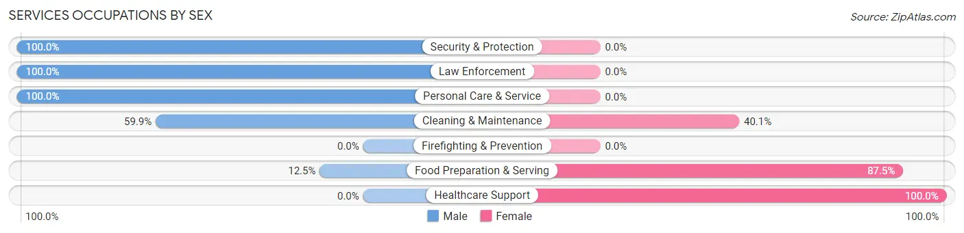 Services Occupations by Sex in Zip Code 79360