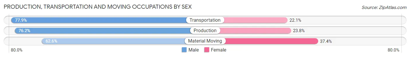 Production, Transportation and Moving Occupations by Sex in Zip Code 79407
