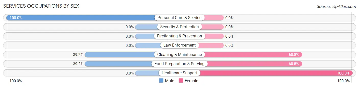 Services Occupations by Sex in Zip Code 79411