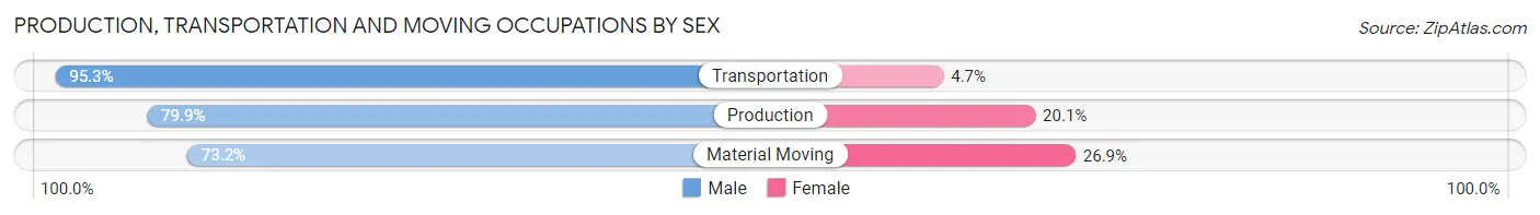 Production, Transportation and Moving Occupations by Sex in Zip Code 79602