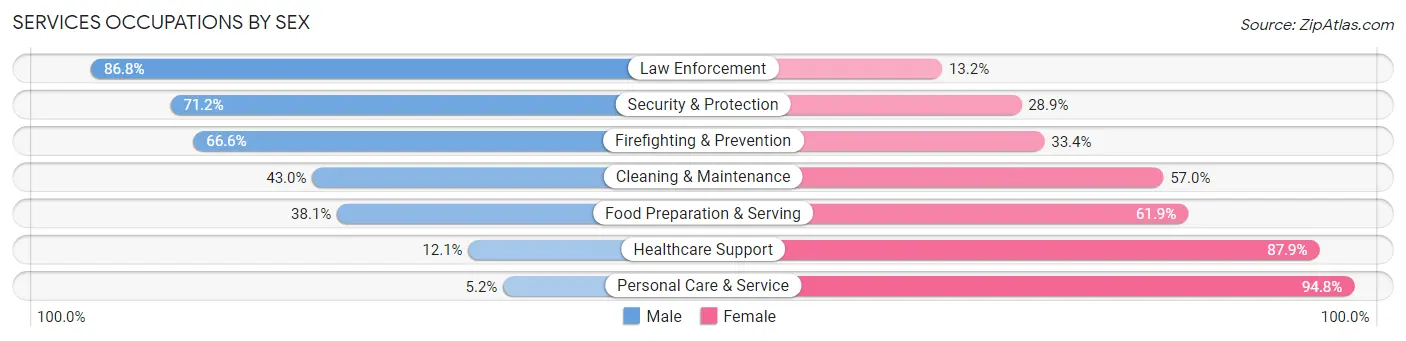 Services Occupations by Sex in Zip Code 79904