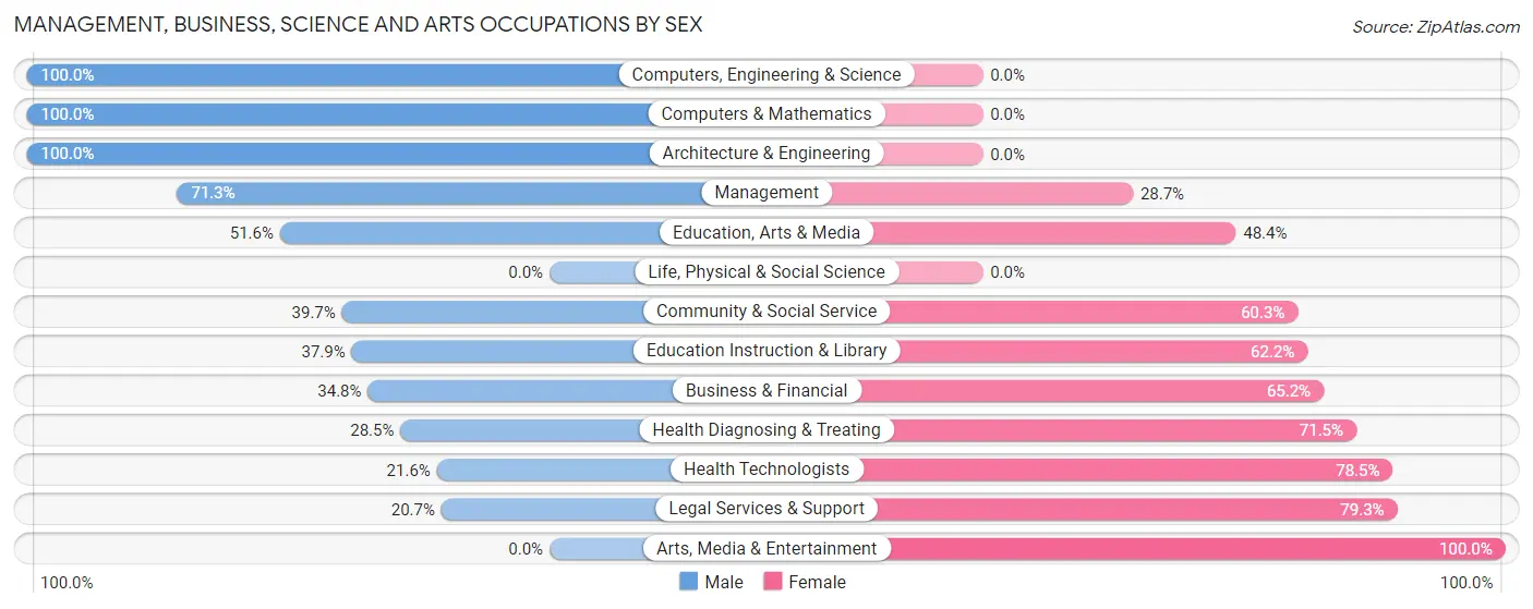 Management, Business, Science and Arts Occupations by Sex in Zip Code 79905