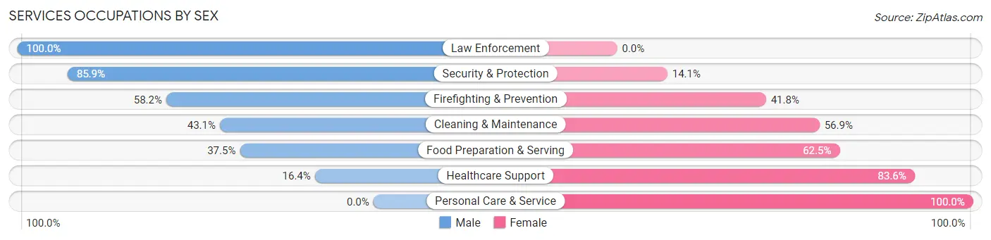 Services Occupations by Sex in Zip Code 79905