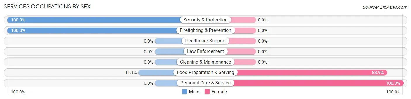 Services Occupations by Sex in Zip Code 79908