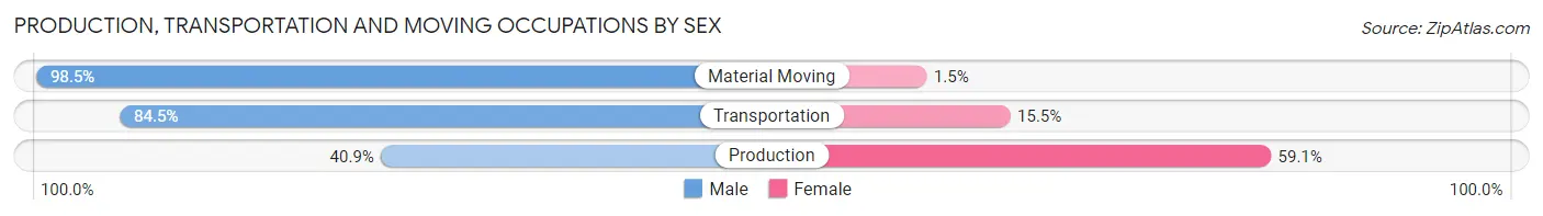 Production, Transportation and Moving Occupations by Sex in Zip Code 80108