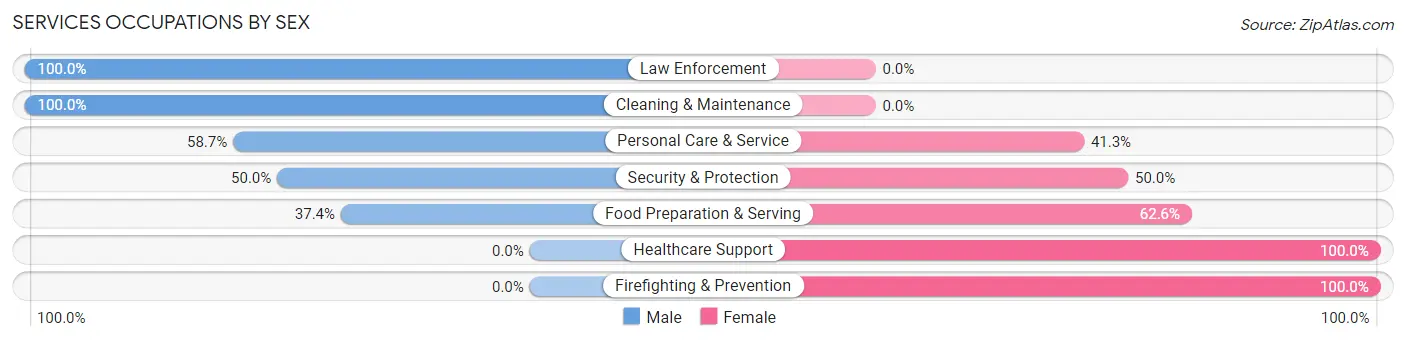 Services Occupations by Sex in Zip Code 80117