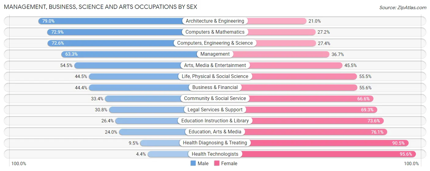 Management, Business, Science and Arts Occupations by Sex in Zip Code 80128