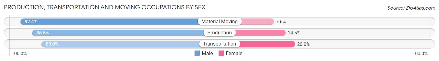 Production, Transportation and Moving Occupations by Sex in Zip Code 80210