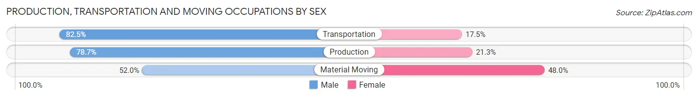 Production, Transportation and Moving Occupations by Sex in Zip Code 80228