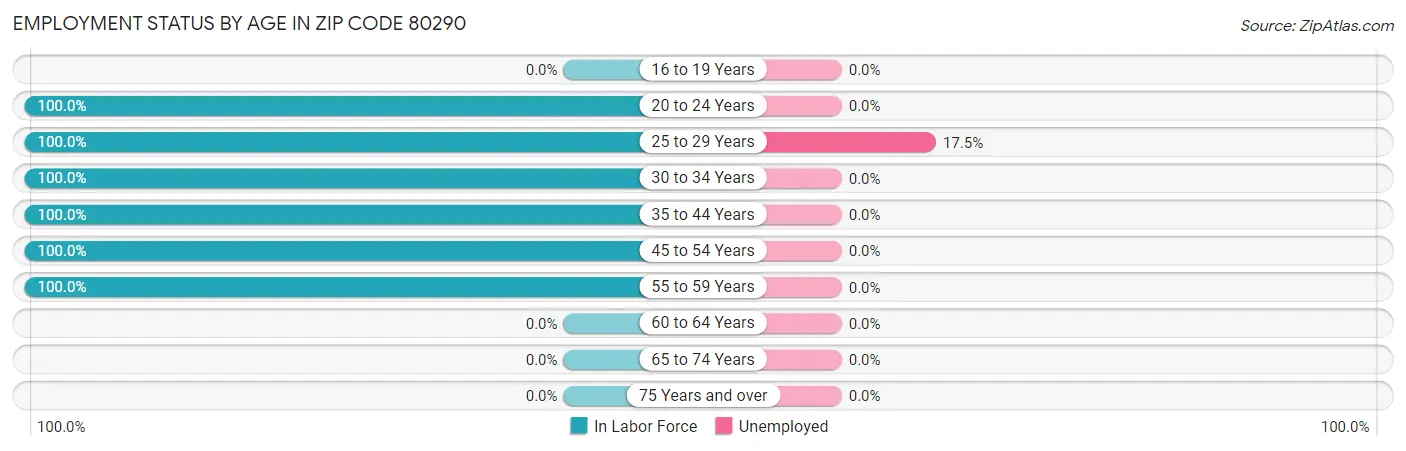 Employment Status by Age in Zip Code 80290