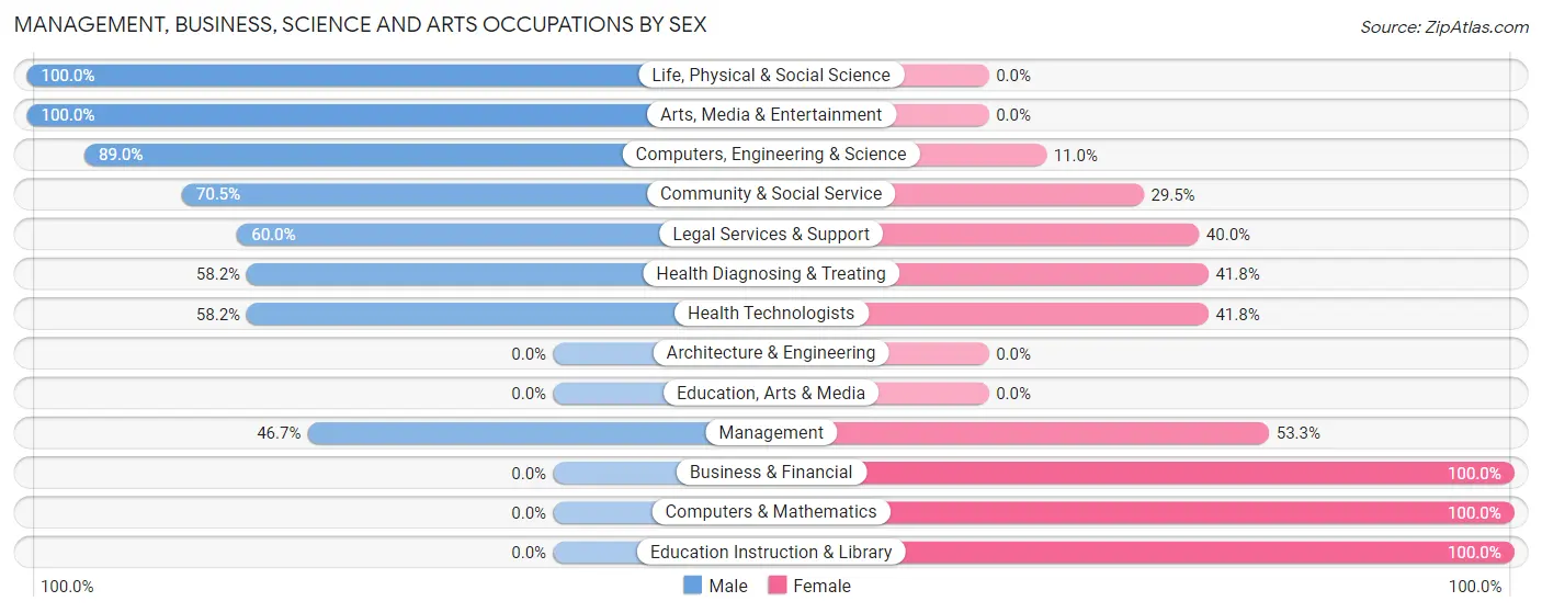 Management, Business, Science and Arts Occupations by Sex in Zip Code 80482