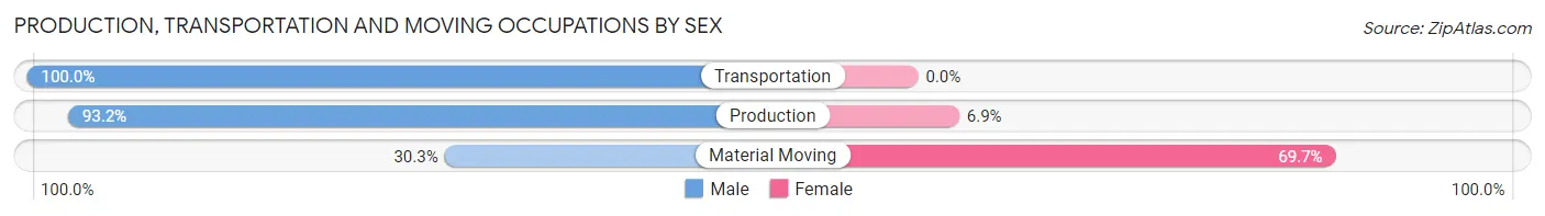 Production, Transportation and Moving Occupations by Sex in Zip Code 80610