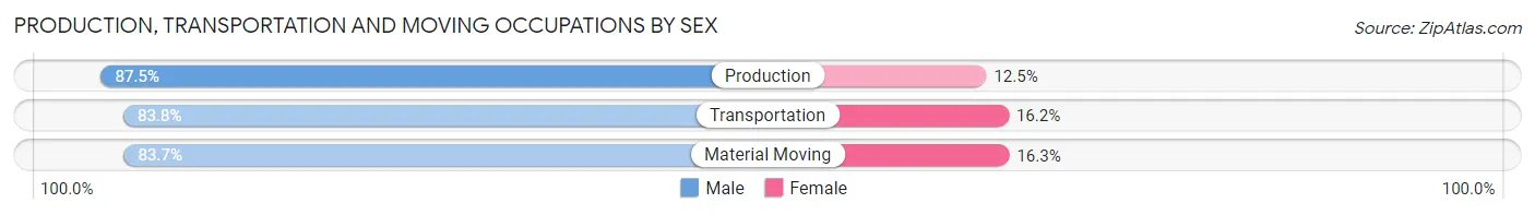 Production, Transportation and Moving Occupations by Sex in Zip Code 80751