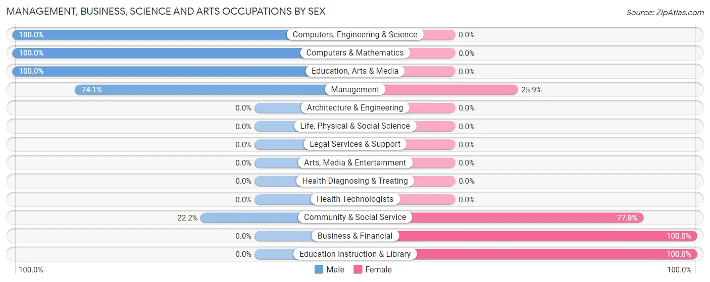 Management, Business, Science and Arts Occupations by Sex in Zip Code 80812
