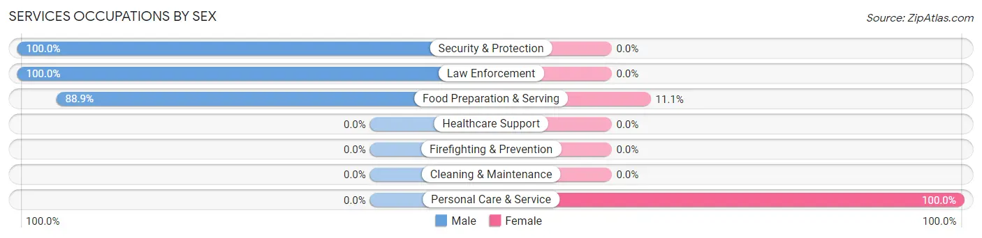 Services Occupations by Sex in Zip Code 80822