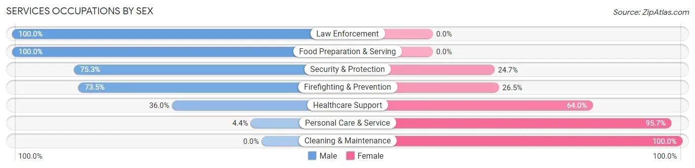 Services Occupations by Sex in Zip Code 80829
