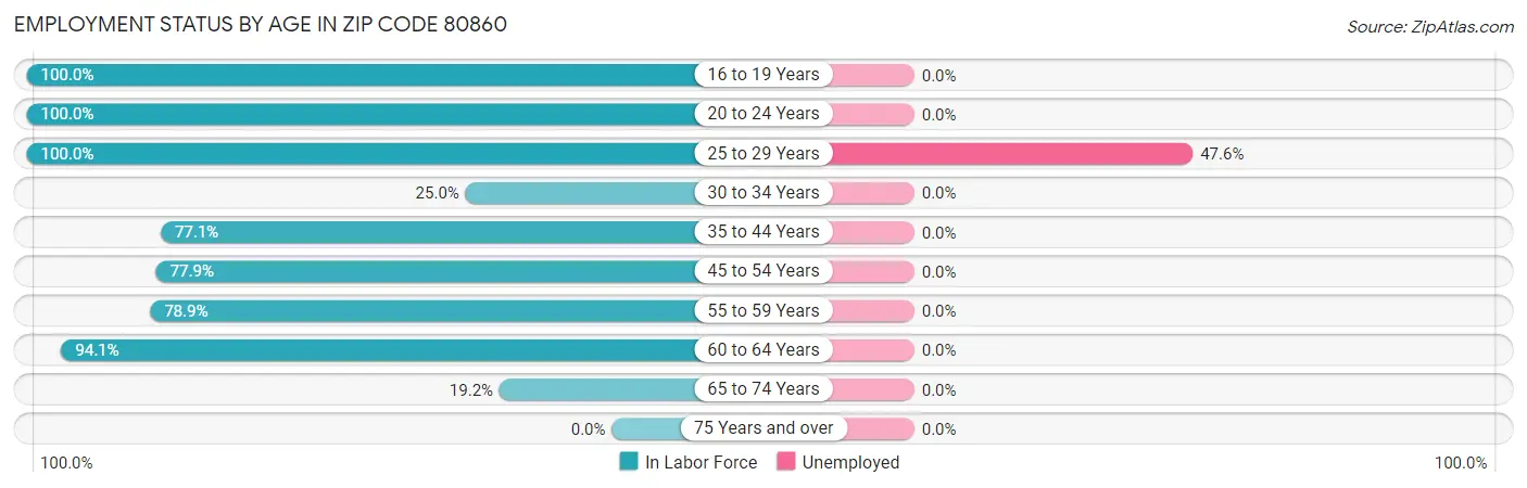 Employment Status by Age in Zip Code 80860