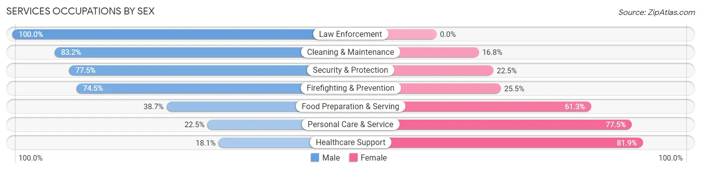 Services Occupations by Sex in Zip Code 80919