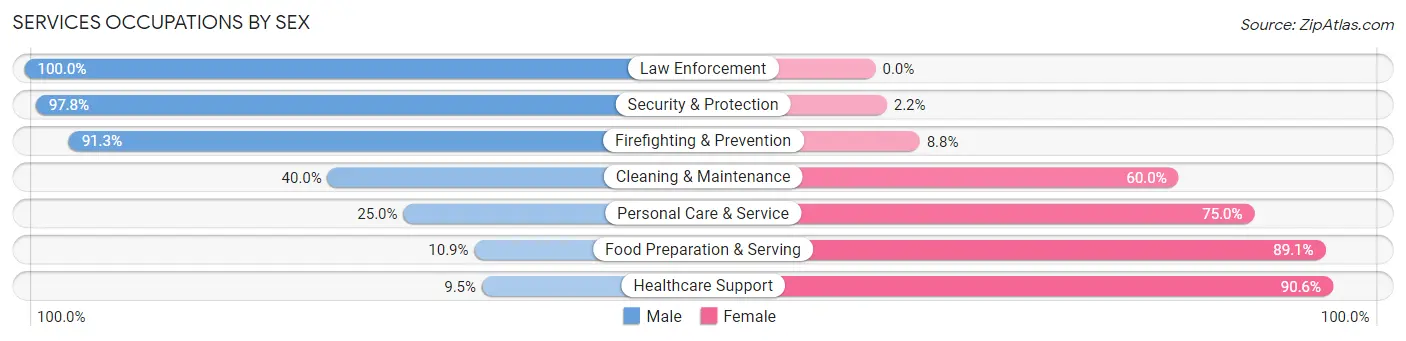 Services Occupations by Sex in Zip Code 80924