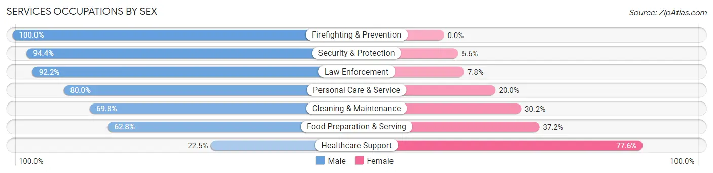Services Occupations by Sex in Zip Code 81054