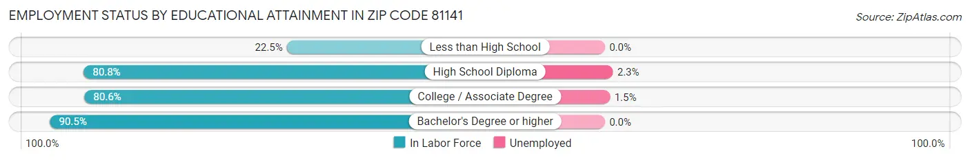Employment Status by Educational Attainment in Zip Code 81141