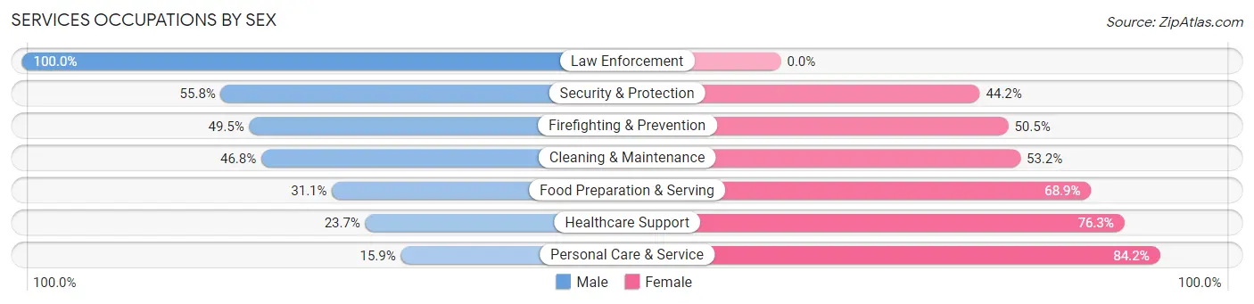 Services Occupations by Sex in Zip Code 81147