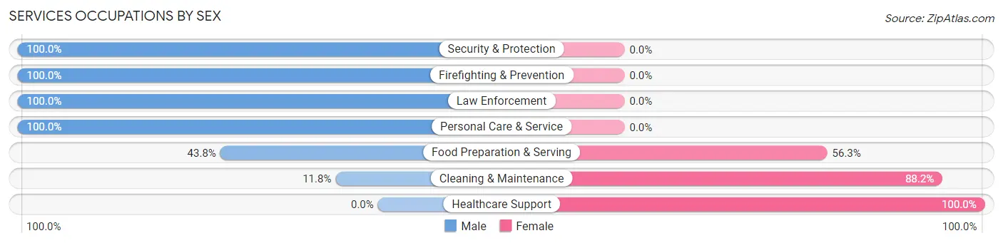 Services Occupations by Sex in Zip Code 81235