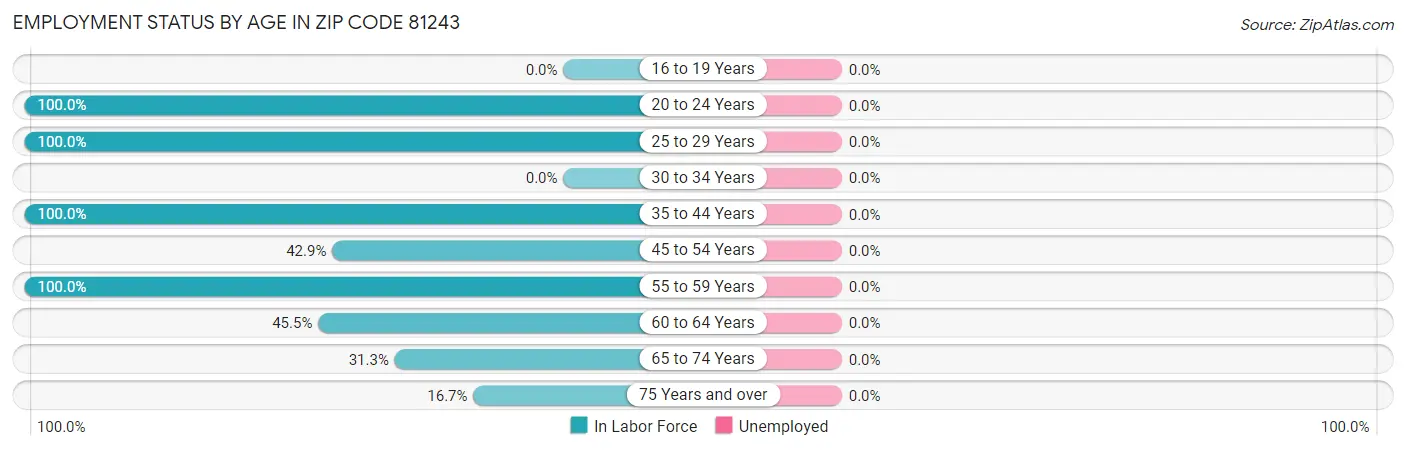 Employment Status by Age in Zip Code 81243
