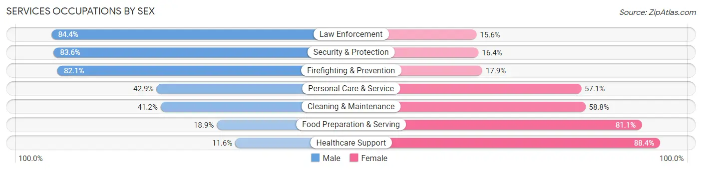Services Occupations by Sex in Zip Code 81521