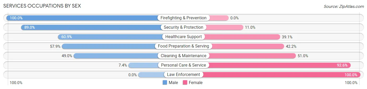Services Occupations by Sex in Zip Code 81632