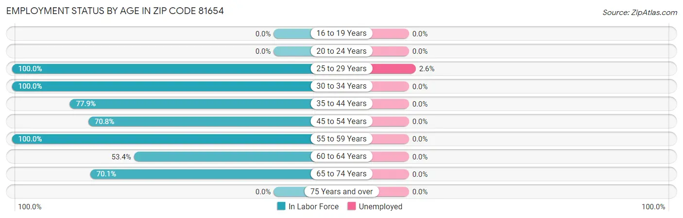Employment Status by Age in Zip Code 81654